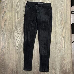 Idyllwind Miranda Lamber Pants Skinny Low Rise Textured Coated Black Size 4